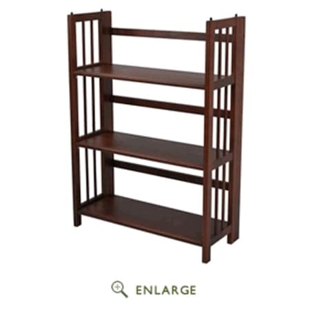 Casual Home 27.5 in. 3-Shelf Folding Stackable Bookcase, Walnut 330-23